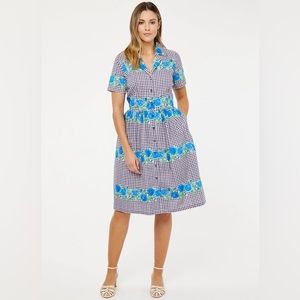 Horrockses Fashions X Joanie - Montana Gingham Floral Print Shirt Dress